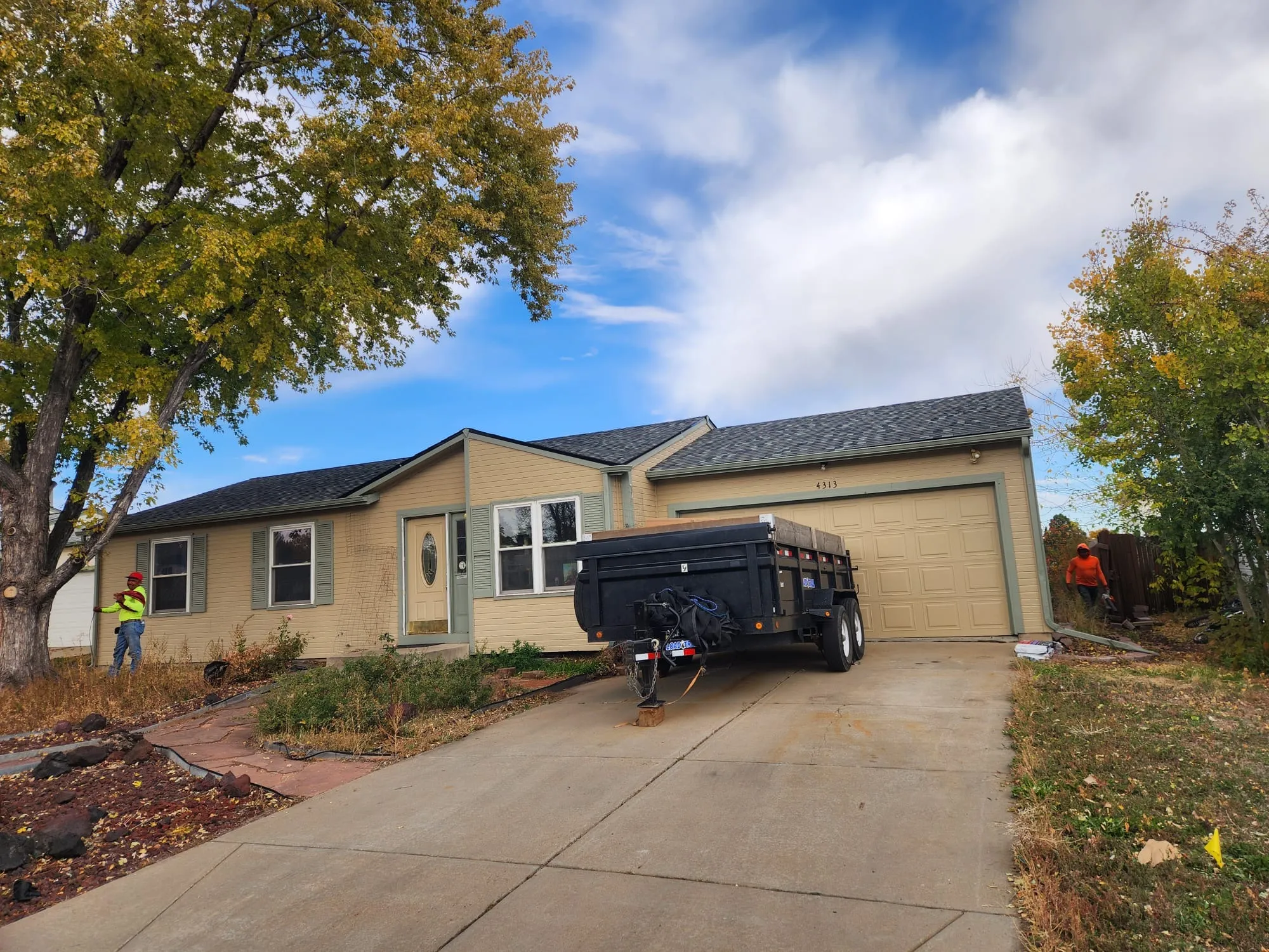 Completed residential roof front view