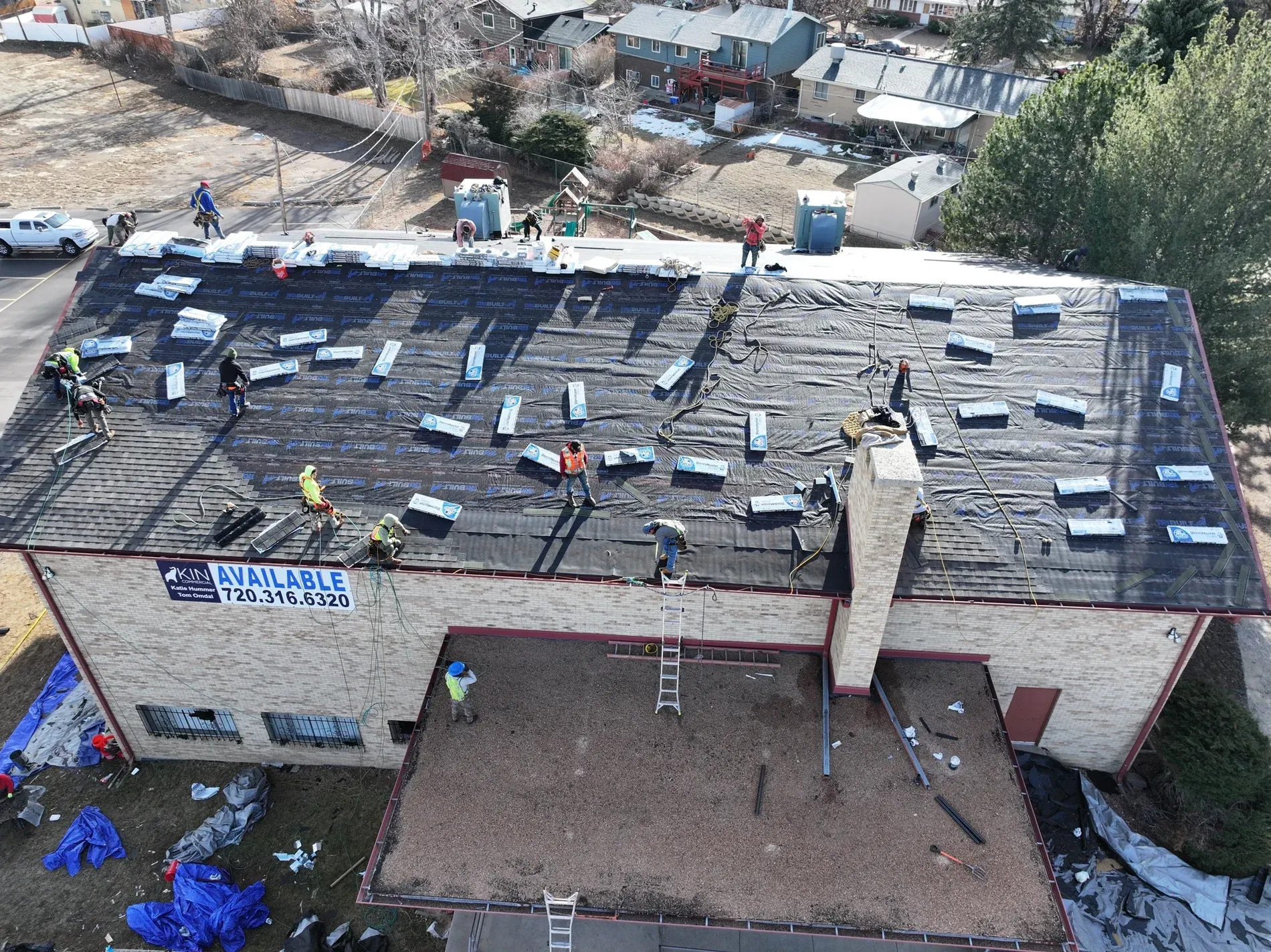 Commercial roof section complete