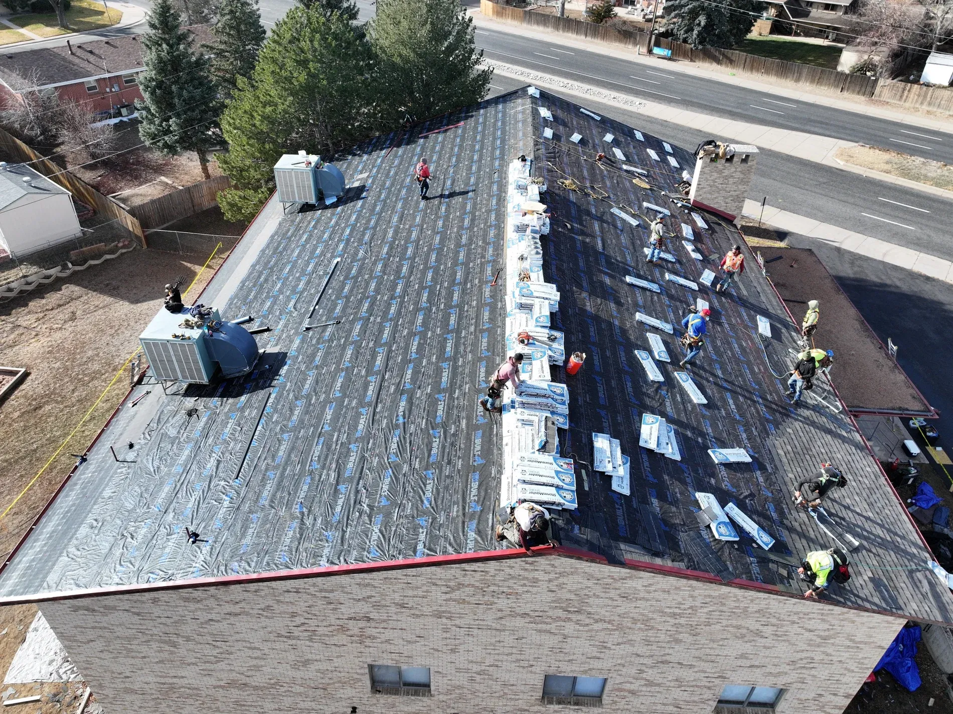 Commercial roofing project progress