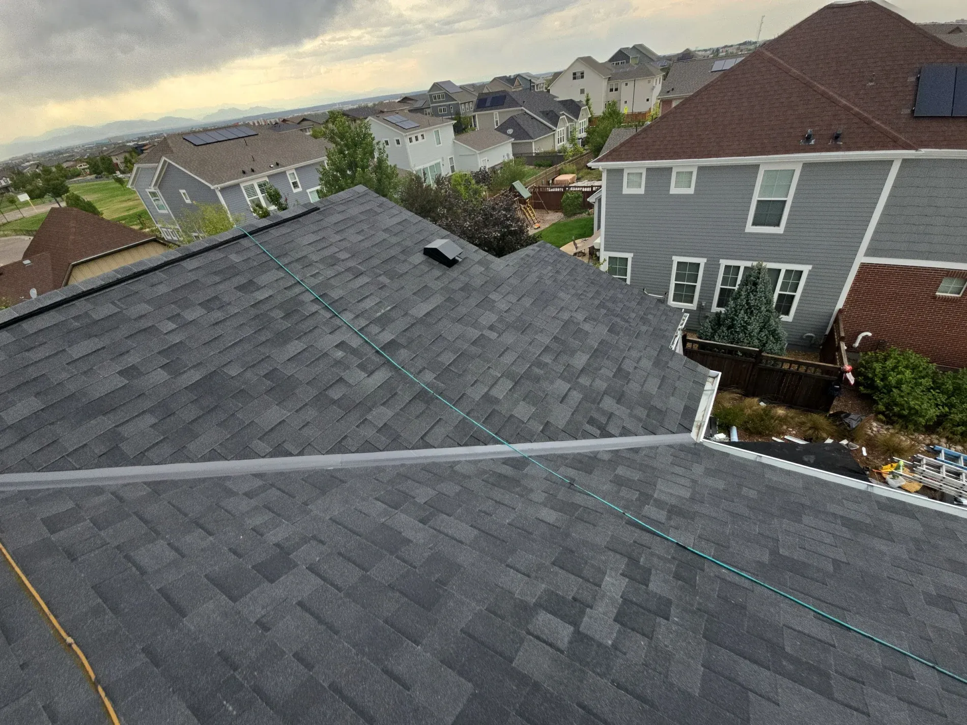 Residential neighborhood roof completed
