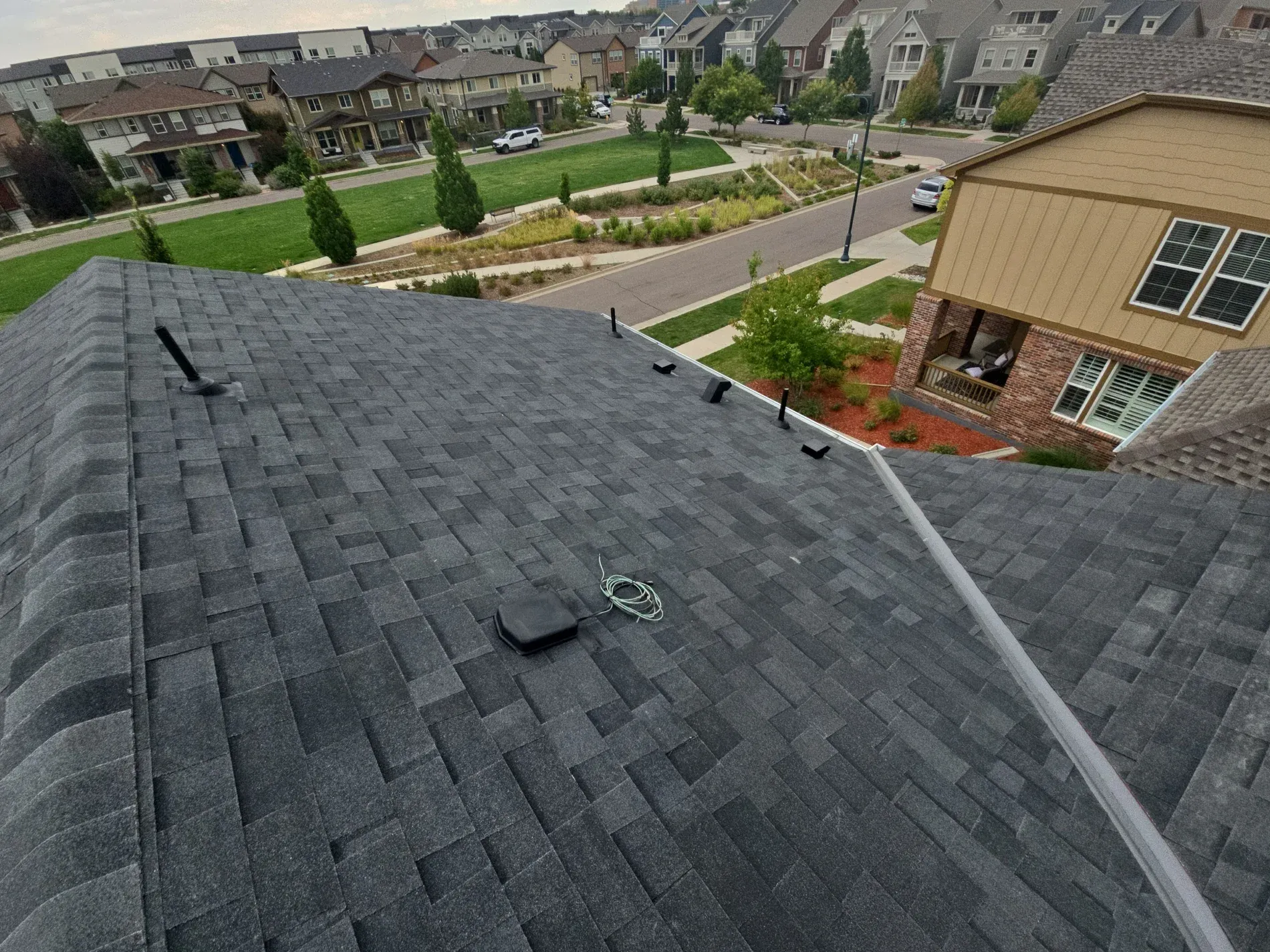 Completed roof overlooking neighborhood