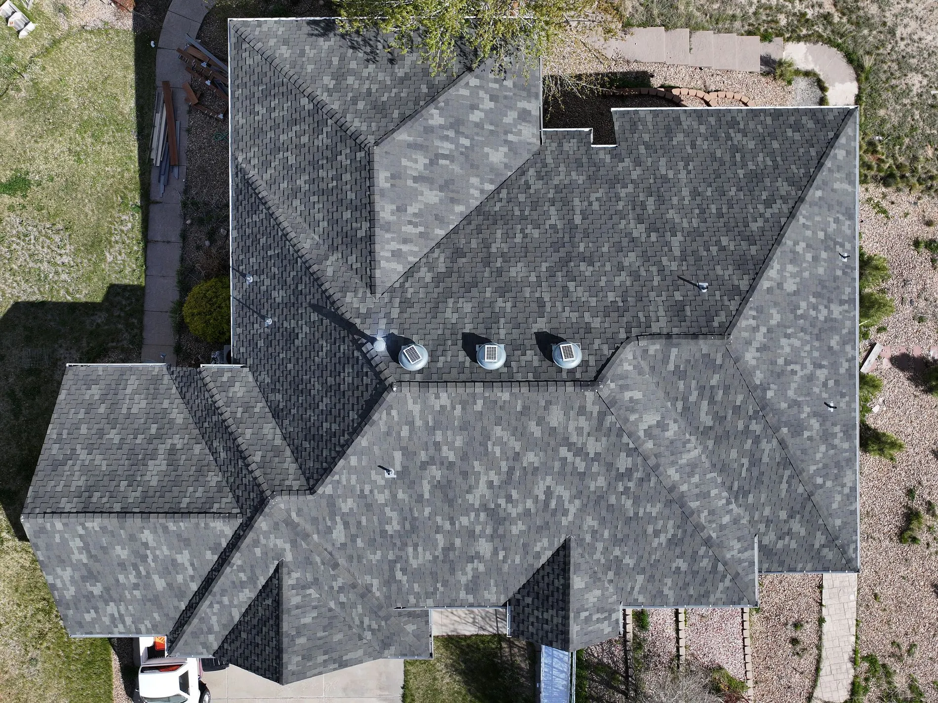 Completed roof aerial clean lines