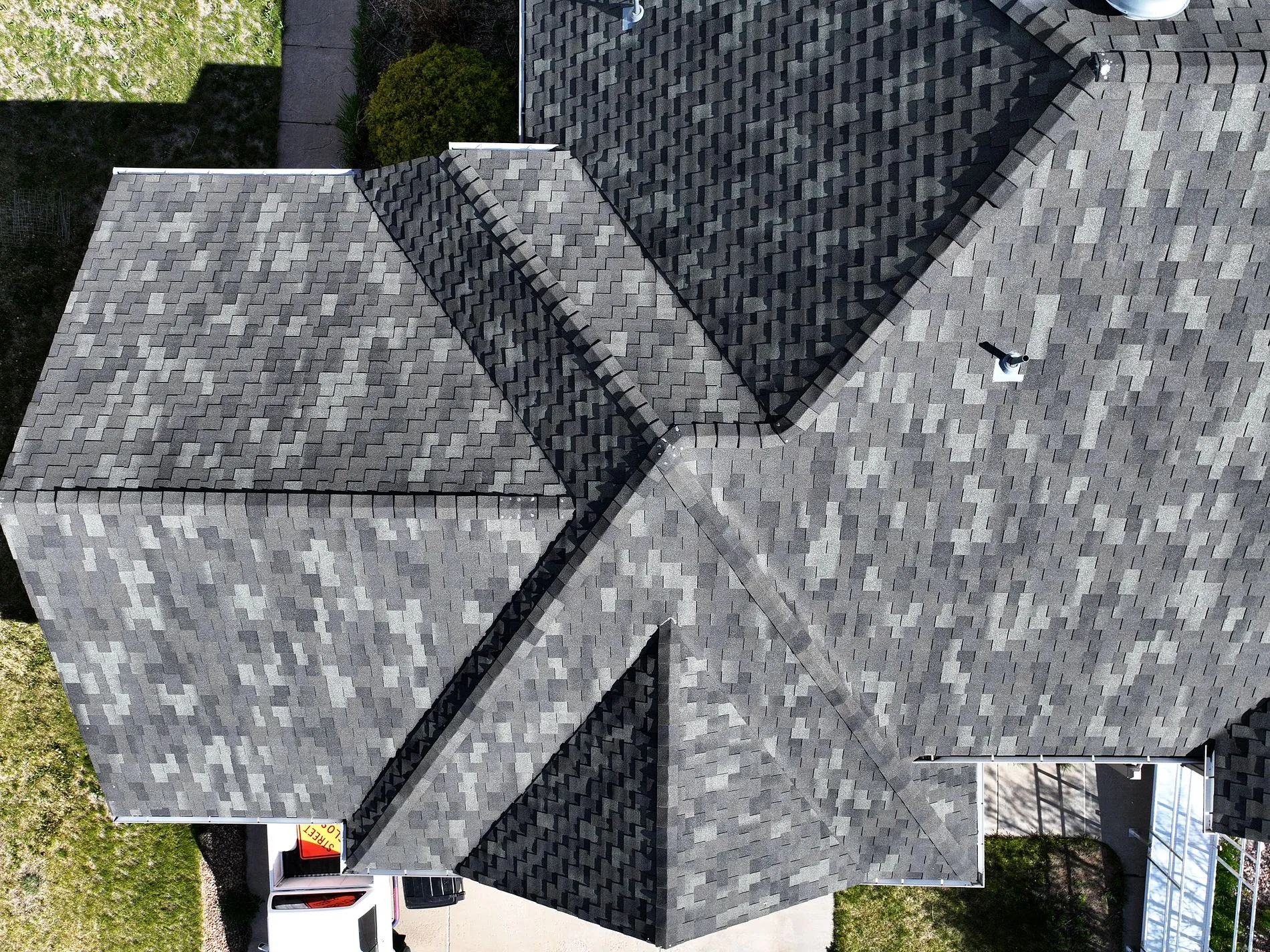 Aerial showing designer shingle pattern