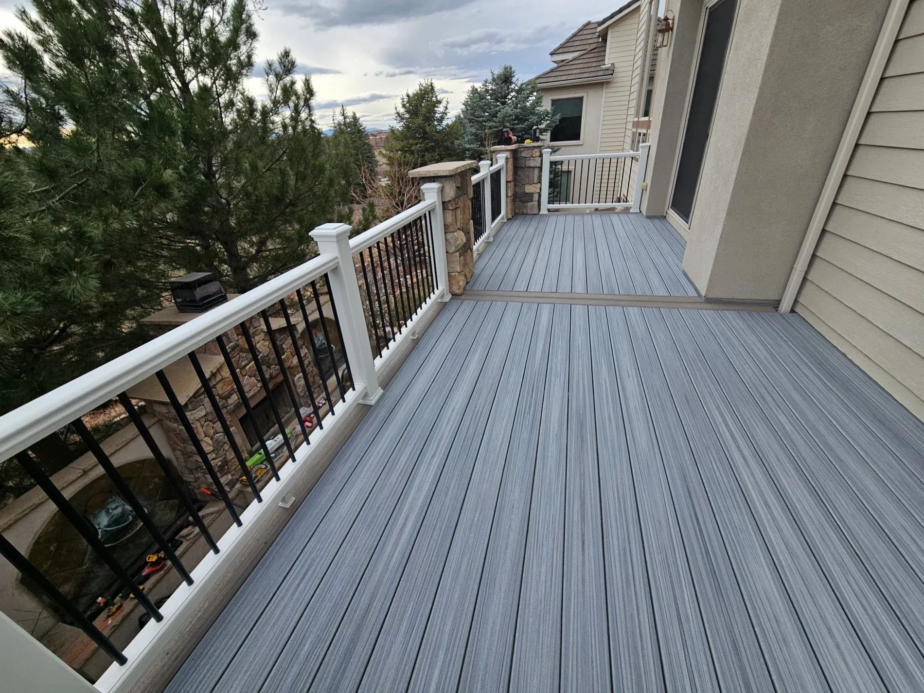 Completed composite deck rebuild with new railing