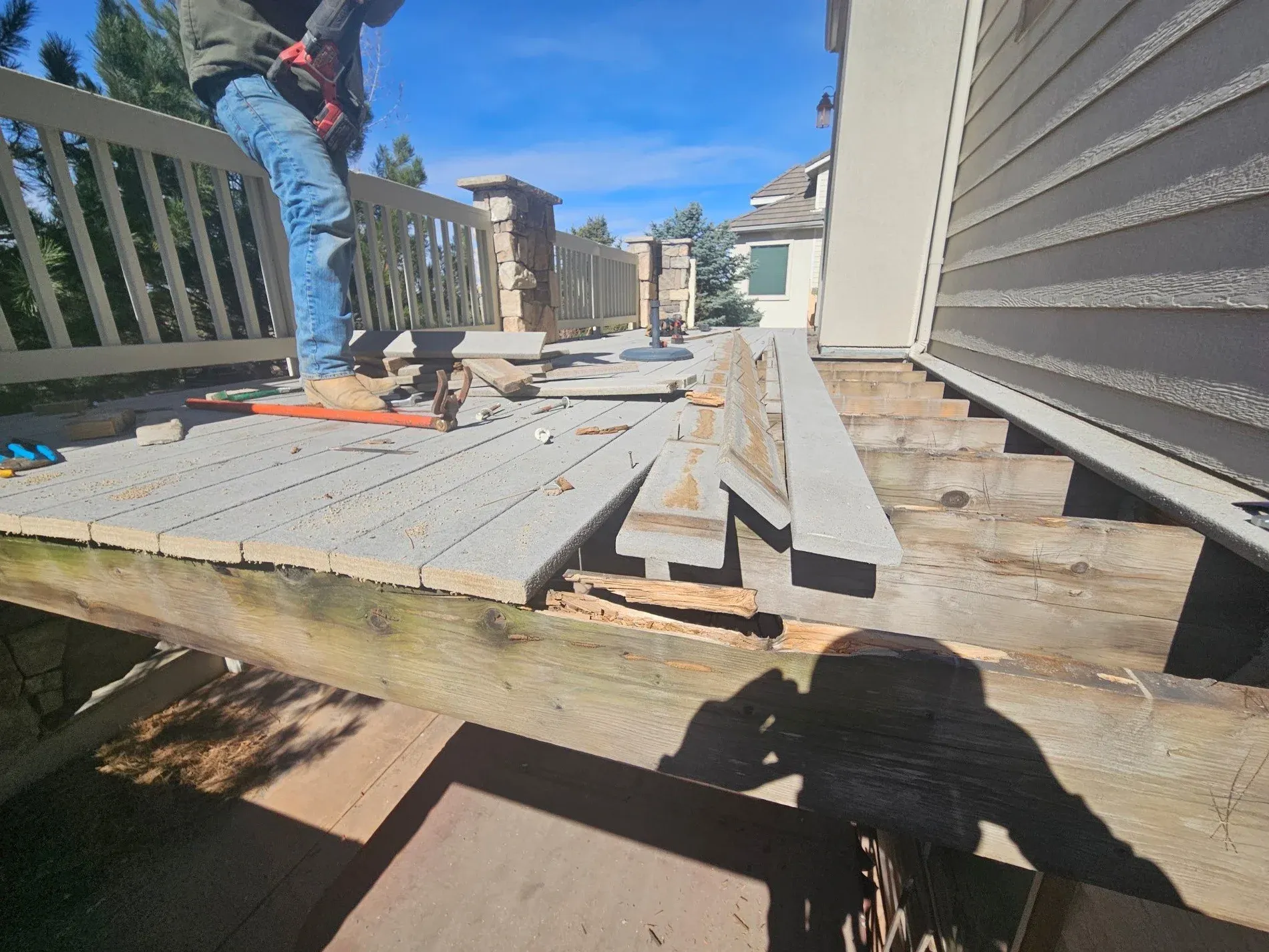 Deck tear-out in progress