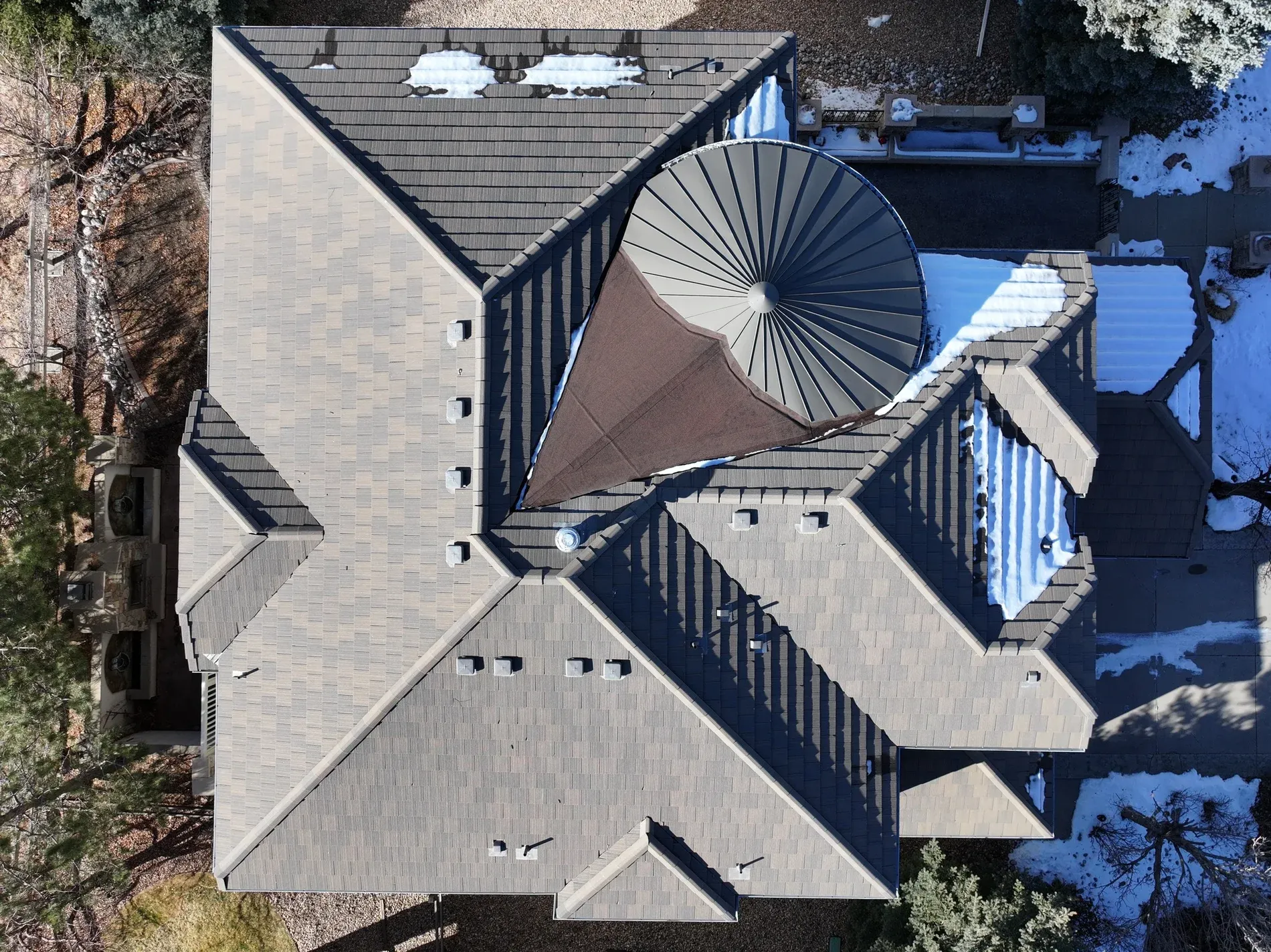 Completed tile roof with turret aerial